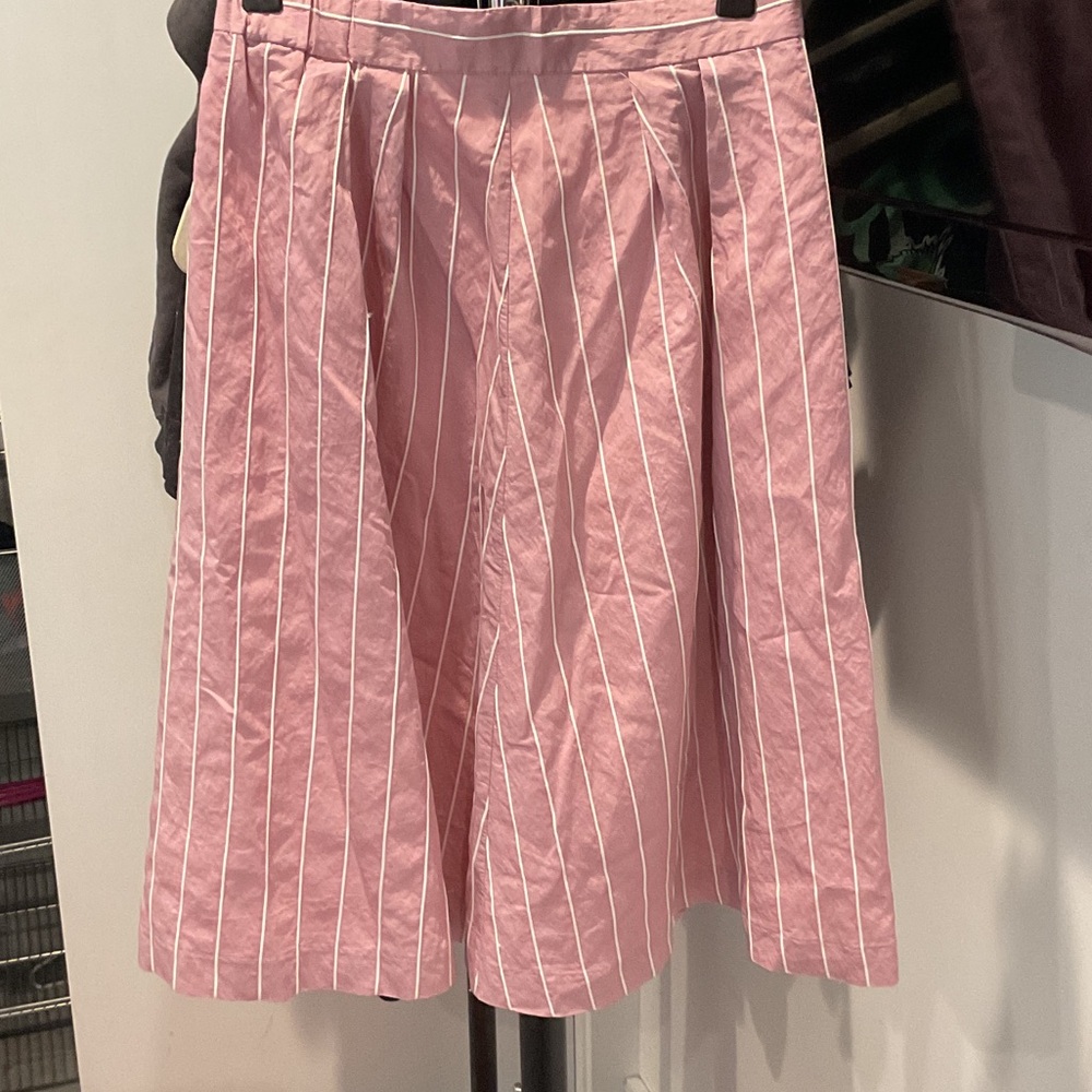 Pink Striped Midi Skirt